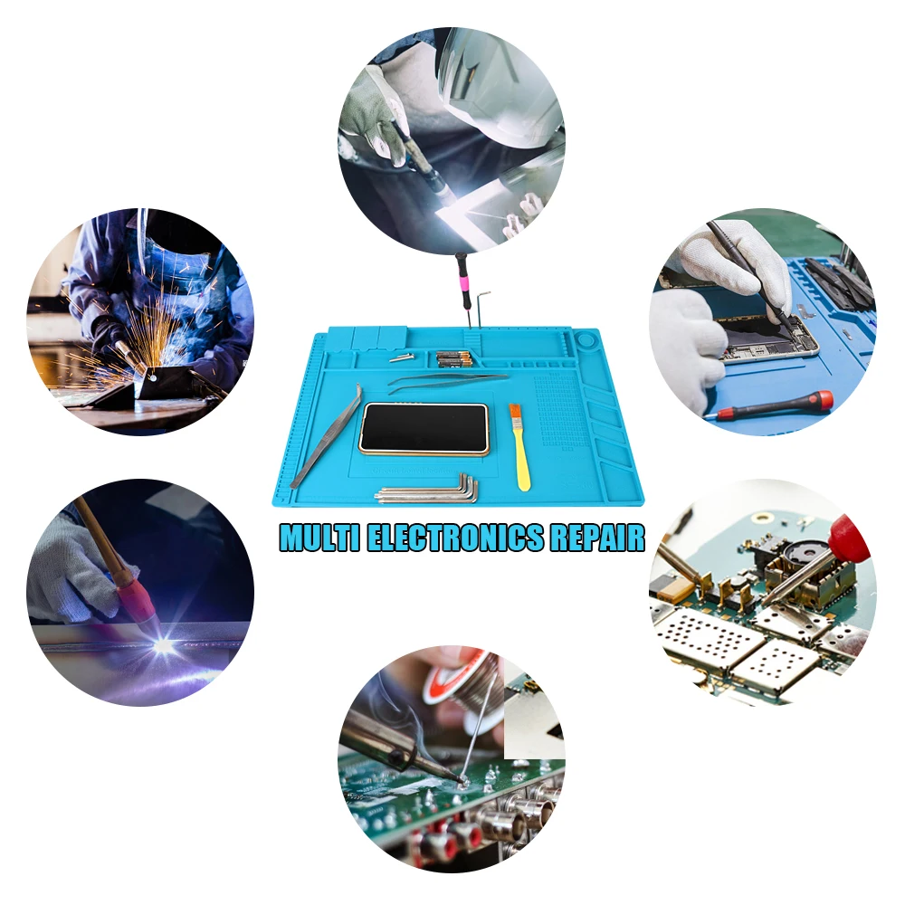 Heat-Resistant Insulation Working Mat For BGA Soldering Station Silicone Repair Pad Wrist Strap Band Adsorption Soldering Mat