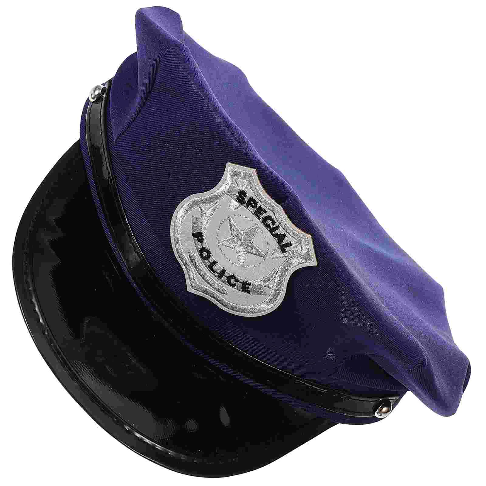 Cosplay Hat Black Cap Octagon Badge Police Captain Policewoman Blue Miss Halloween Costumes