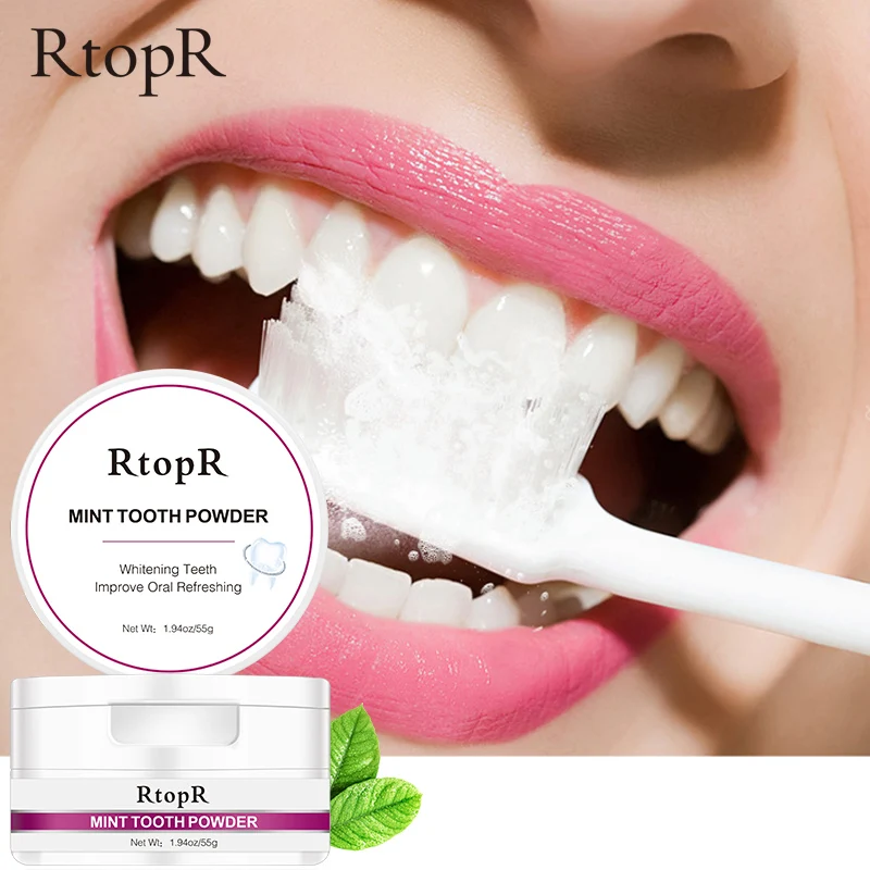 

55g RtopR Mint Tooth Powder Whitening Toothpaste Tooth Cleaning Oral Health Care Dental Plaque Elimination Peppermint Extract