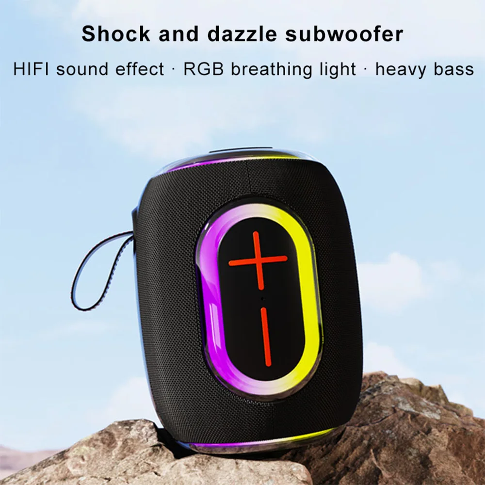 Portable Wireless Speaker with RGB Light Built in Mic Support TF Card U Disk Aux FM HIFI Stereo Sound Mini Bluetooth Subwoofer