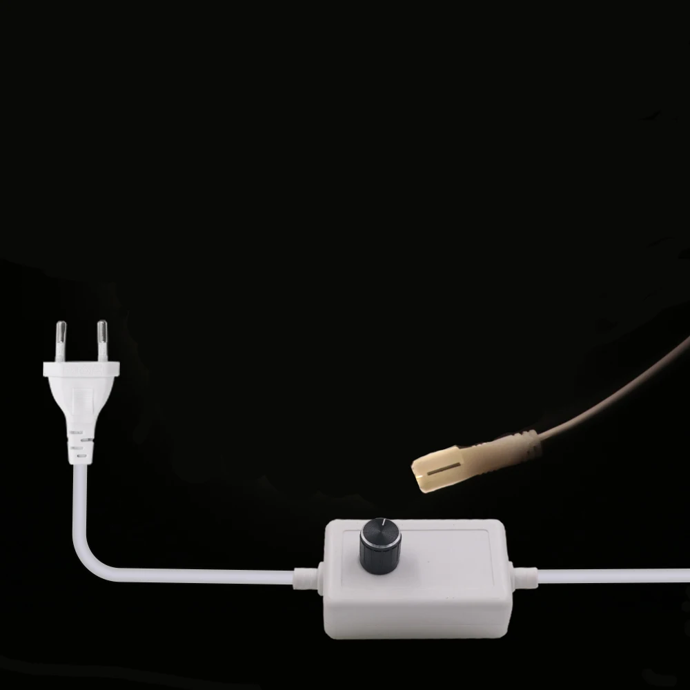 220V EU Power Supply Plug with LED Dimmer Switch COB Brightness Adjustment Controller For 288 360LEDs/m LED COB Light