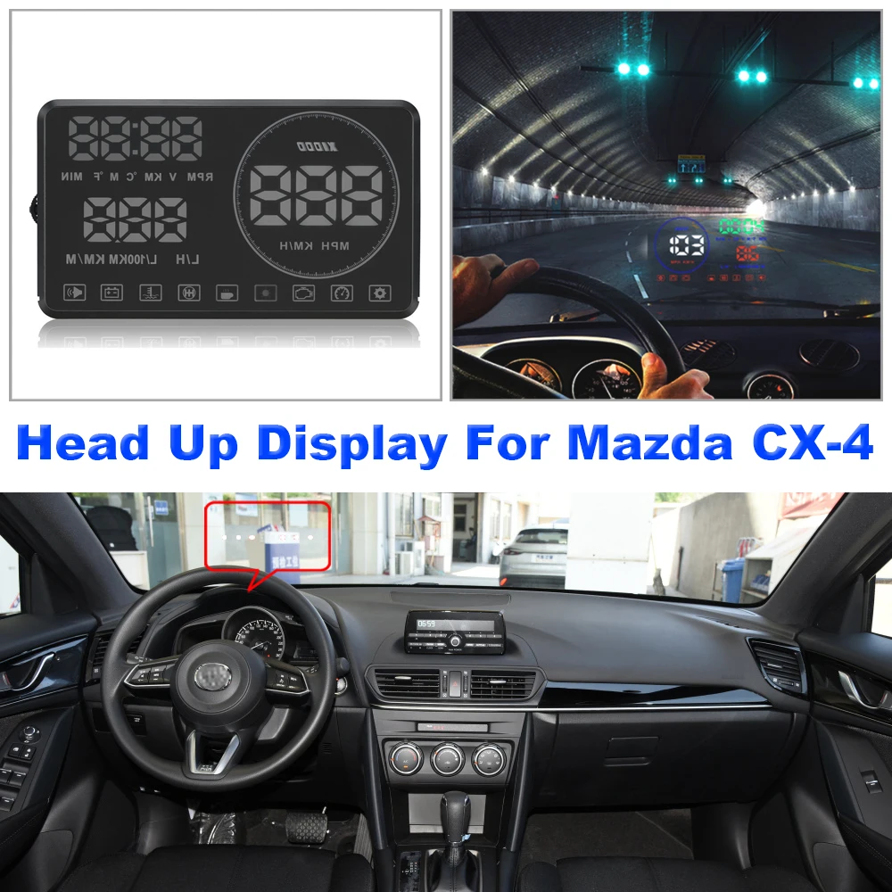 

For Mazda CX4/CX-4 2016-2020 Car HUD Head Up Display Auto Professional Electronic Accessories DIY Do It Youself Plug & Play