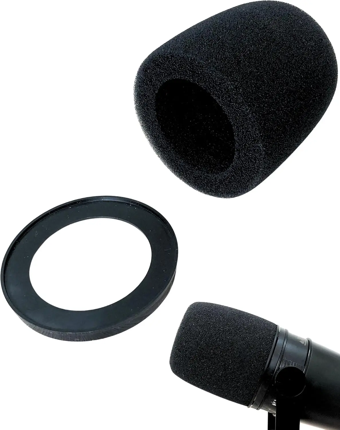 MV7 Foam Filter for Shure MV7/MV7X/MV7i/MV7+ Microphone Boom Arm Black Pop Filter Sponage Cover Base Ring Windscreen Replacement