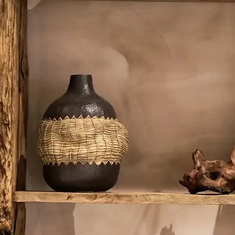 Wabi Stillwind retro Zen vase ornament model room homestay home living room study desktop antique flower arrangement device