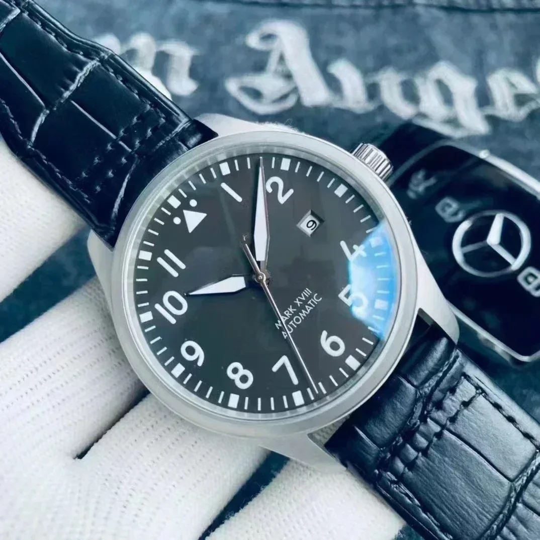 

2025 New Fashion Luminous Automatic Watch for Men Mechanical Watches Brown Black Leather Stainless Steel Customized