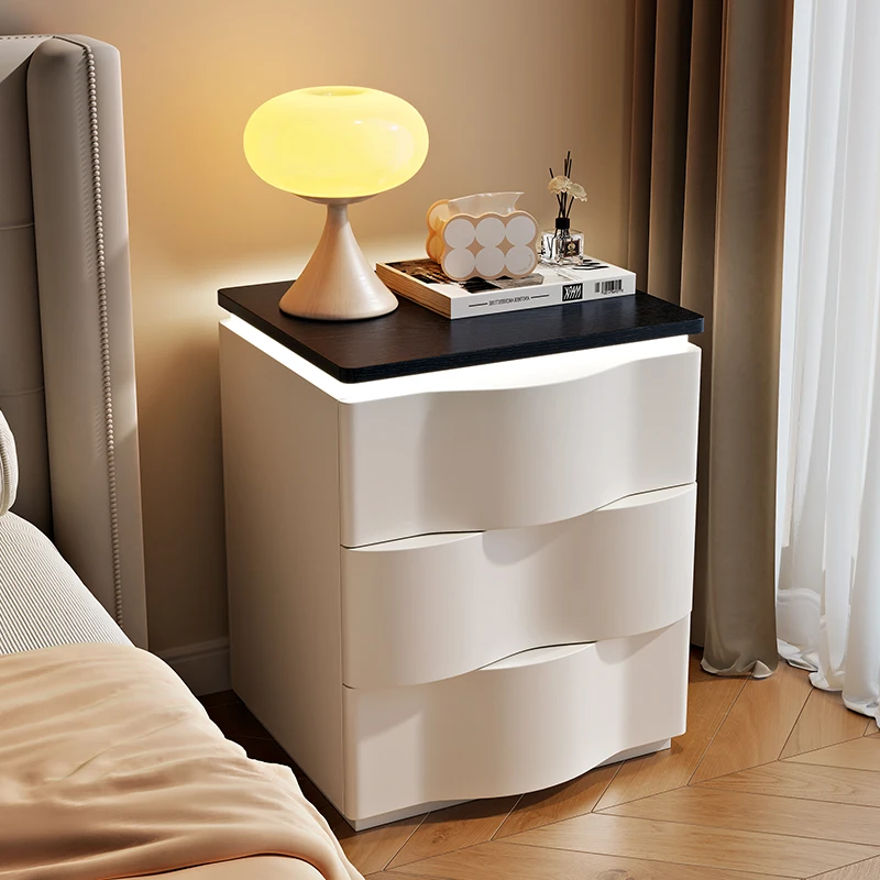 

Organizer Bedroom Bedside Table Mobile Cabinets Luxury Storage Drawers Nightstand Trendy Wood Mesitas De Noche Hotel Furniture