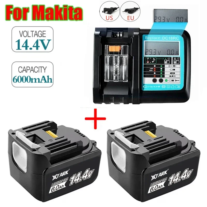 

BL1440 BL1430 14.4V 6000mAh Lithium Cordless Power Tools Rechargeable Battery for Makita BL1415 BL1460 194559-8 BDF343 TD130D