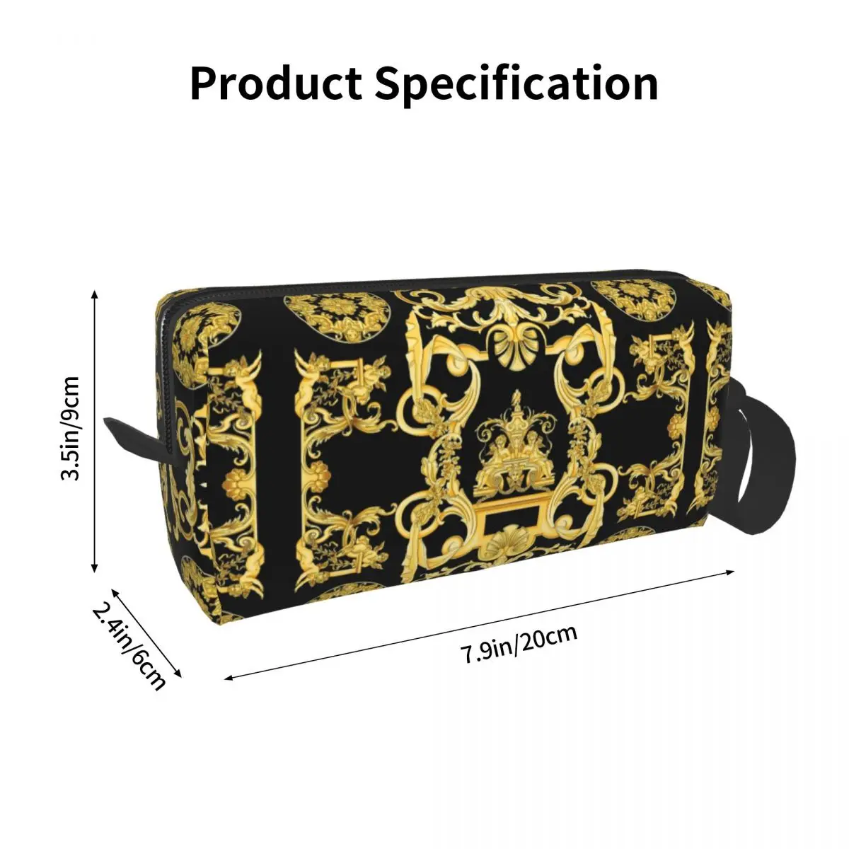 Custom Baroque Prints Greek Ornament GoldenMeander Meandros VINTAGE Makeup Bag Women Cosmetic Organizer Storage Toiletry Bags