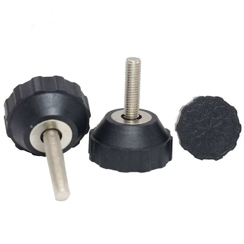 4 Furniture Support Legs with Nylon Base M8-M12 Adjustable Thread Foot Cups chair leg caps rubber feet protector