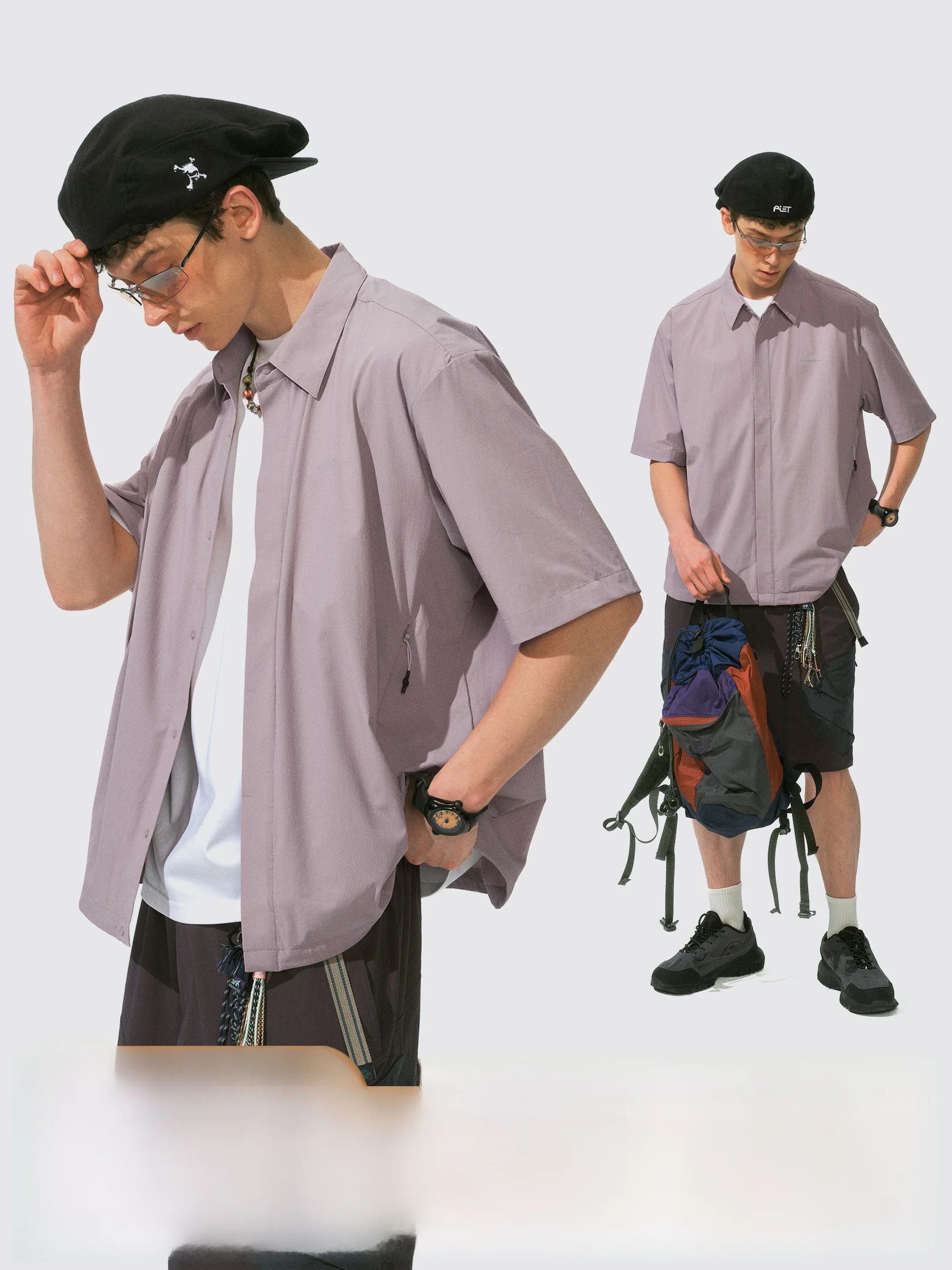 

Monterest Men's ort Sve irt Outdoor Layering Basic Color Summer Loose Fit Youth Trend Summer 2025 Season