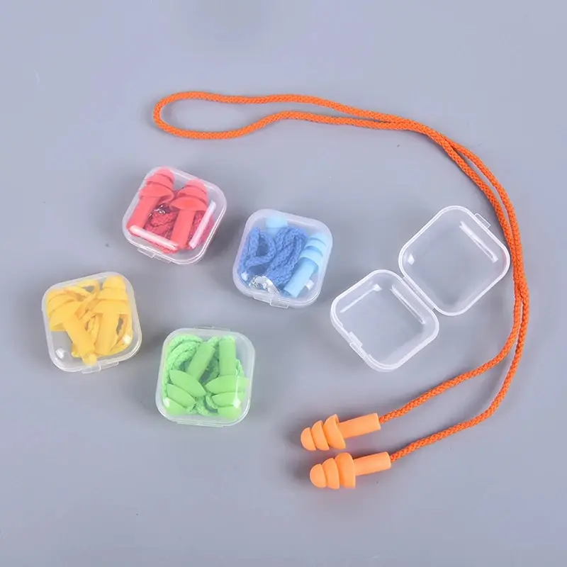 1 Pc Silicone Ear Plugs Sleep Earplugs Noise Reduction Swimming Earplugs With Rope For Diving Underwater Ear Plugs