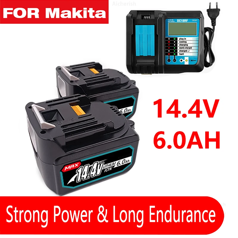 Aicherish BL1860 Rechargeable 14.4 V 6000mAh Li-ion Battery For Makita 18v Battery BL1840 BL1850 BL1830 BL1860B LXT 400