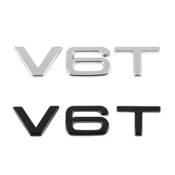 3d ABS Chrome Black V6T Logo Number Letters Car Fender V6 T Emblem Badge Decal For Audi A6 C7 A4 4 S4 V6T Sticker Accessories