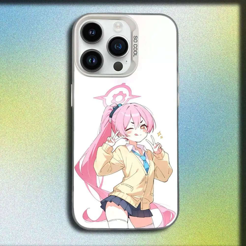 حافظة هاتف لطيفة على شكل حرف A باللون الأزرق لهواتف iPhone 16,15,14,13,12,11,Mini,Pro,E,MAX غطاء مقاوم للصدمات من الحلوى البيضاء غير اللامعة