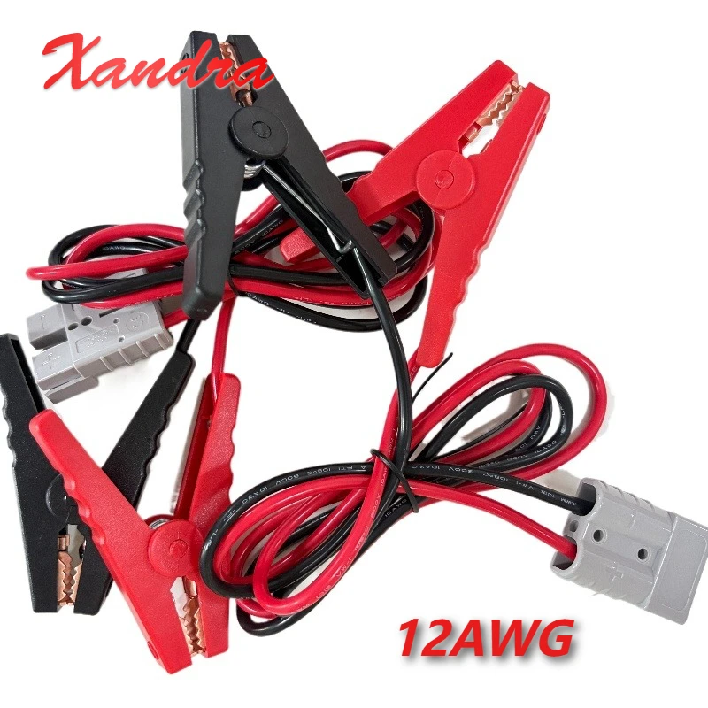 50A Grey Plug to 100mm Alligator Clips Connectors Line For Forklift Charging Battery Extension Cord Quick-Release Connector Clip