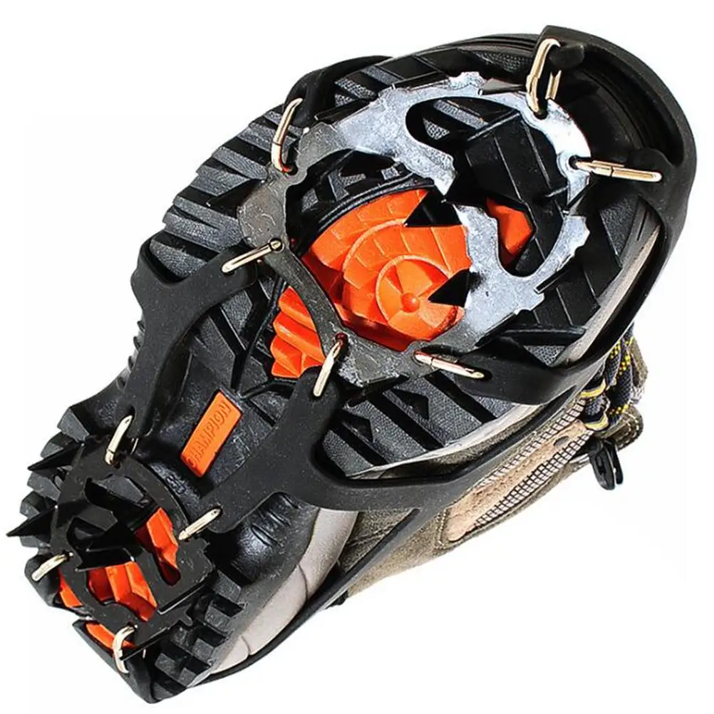 18 الأسنان سيليكون الأشرطة المضادة للانزلاق الثلوج المسامير أغطية الحذاء خفيفة الوزن دائم تسلق تسلق الجبال الأطفال المسنين