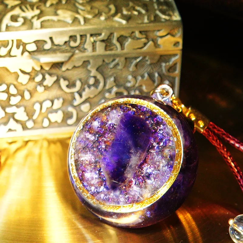 

Energetic amethyst Orgone Chakra Crystal Pendant- Shungite, Copper, sacred geometry