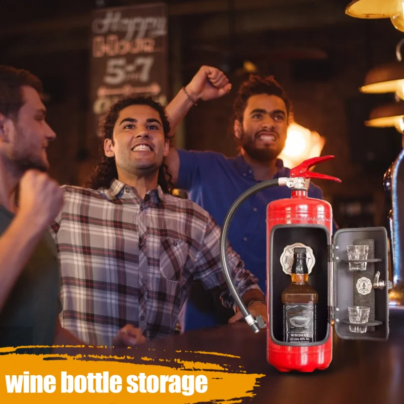 Whiskey Storage Box Portable Small Bar Cabinets Mini Bar Wine Cabinet Fire Extinguisher Shape Wine Storage Box