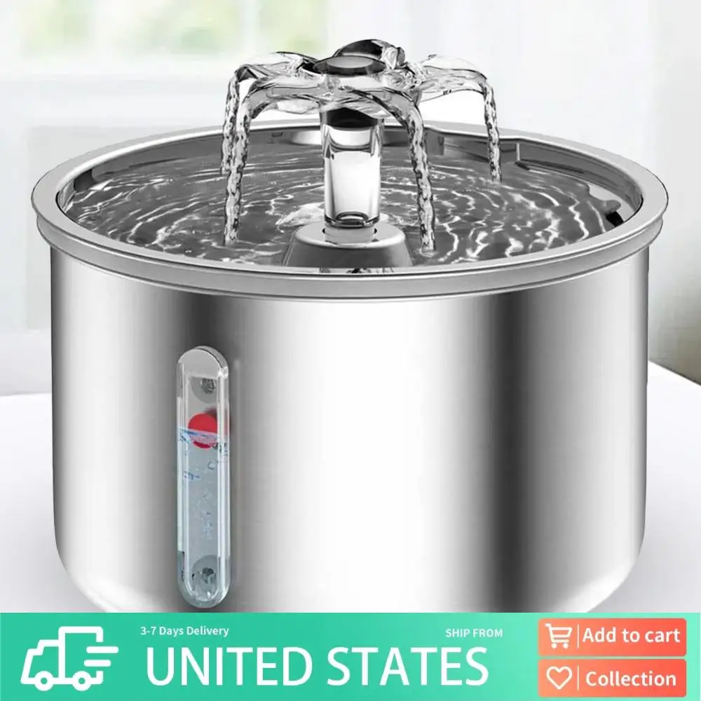 

Автоматический фонтан-поилка для домашних животных 2 л из нержавеющей стали 304 с циркуляцией воды, для кошек и собак, для использования в помещении