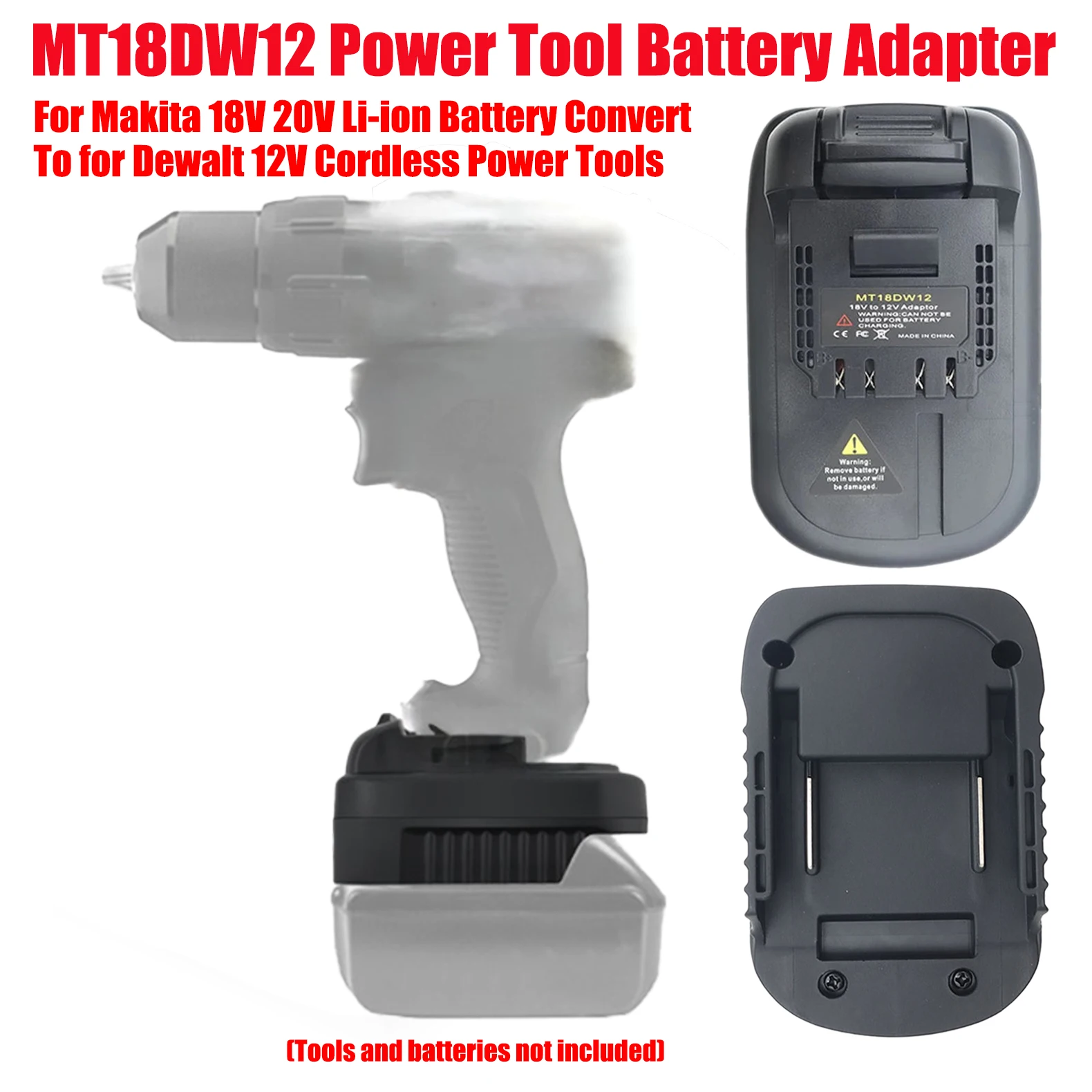 

HAKSINKY Power Tool Battery Adapter MT18DW12 for Makita 18V Li-ion Battery Convert To for DeWalt 12V Cordless Power Tool Use