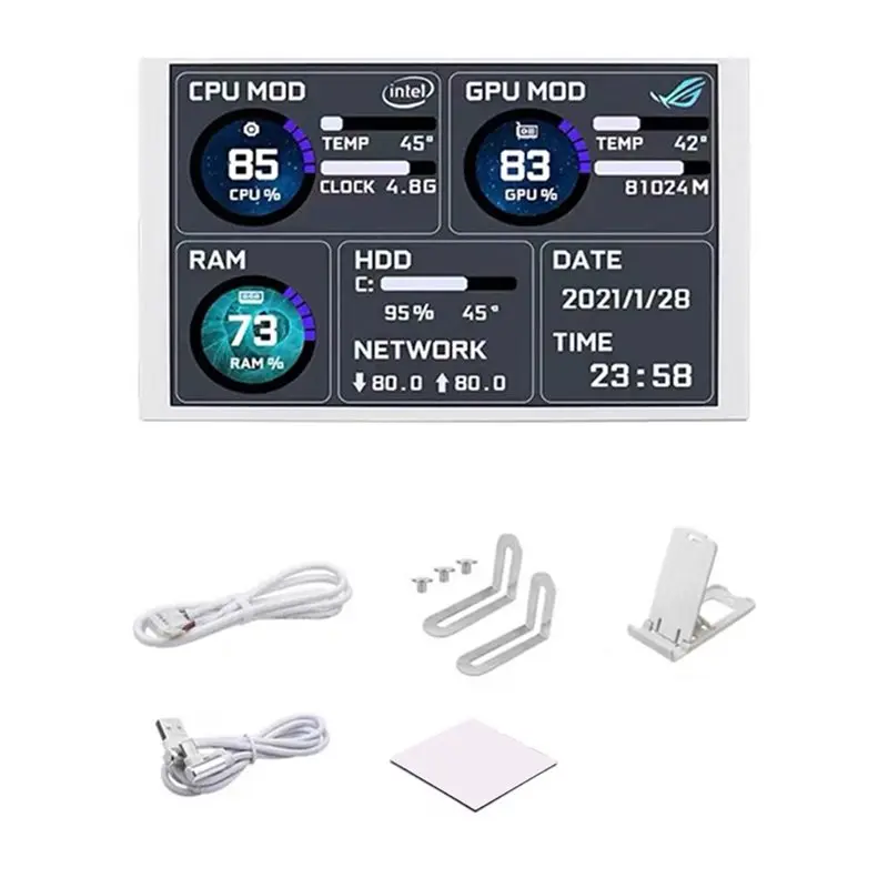 

New!Turing 5.2Inch IPS Type-C Monitor With USB Interface Smart Display Case For CPU GPU RAM Monitoring Secondary Monitor