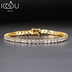 IOGOU 3mm D Color Full Moissanite Tennis Bracelets Solid 925 Sterling Silver for Men Women Bracelet Jewelry Gift 18K Gold Plated