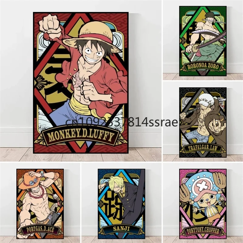 

One Piece Anime Canvas Painting Anime Characters Monkey D. Luffy Poster Print Living Room Decoration Wall Decoration Painting
