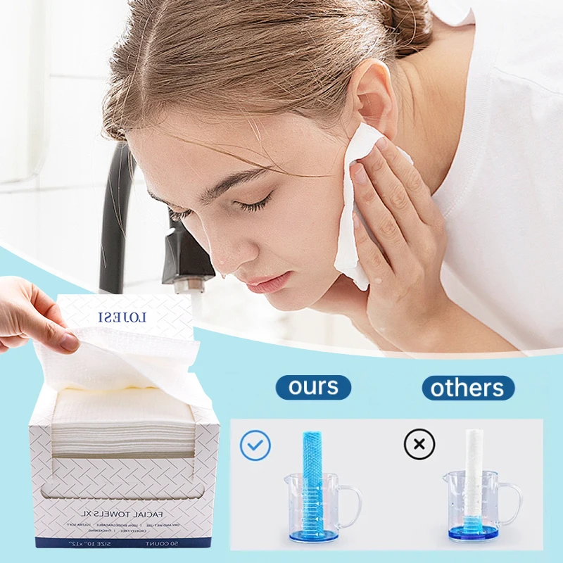 50 قطعة/صندوق منشفة الوجه القابل للتصرف رشاقته فائقة النعومة نظيفة المناشف مزيل ماكياج الوجه مناديل جافة منشفة الوجه المنزل السفر المحمولة