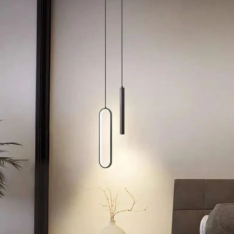 

Modern Minimalist LED Pendant Light Chandelier For Bedroom Restaurant Living Room Black Hanging Lamps Home Decoration Led Lustre