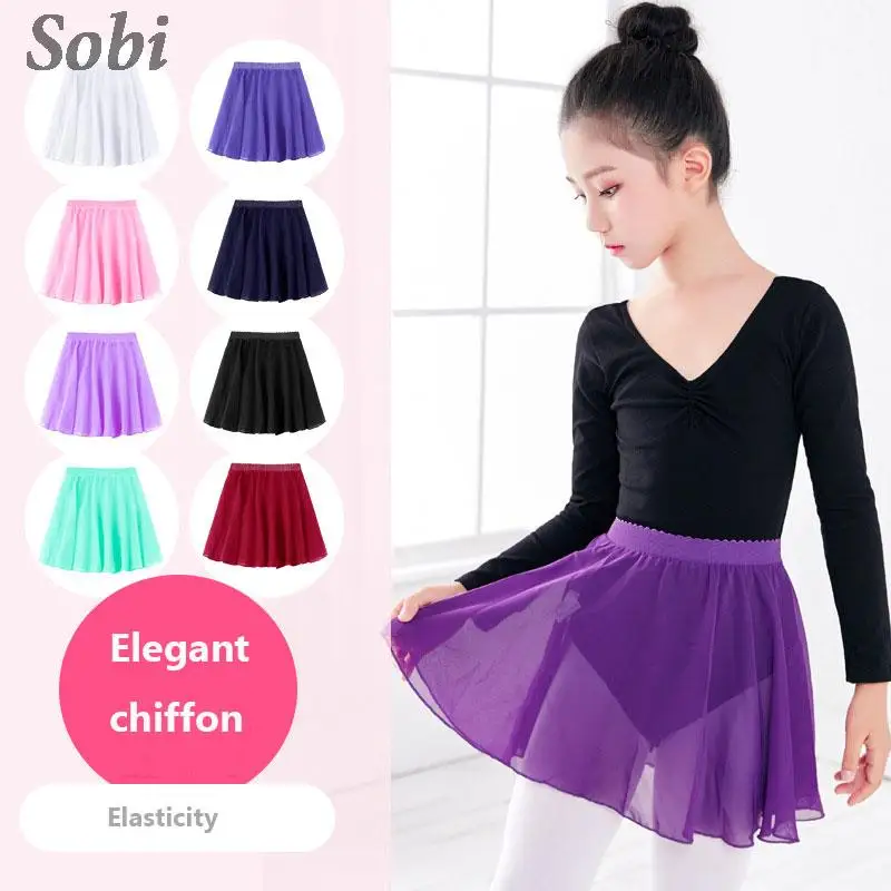 

Ballet Dance Chiffon Skirt Kid Girls Ballet Dance Leotard Practice Dress Elastic Band Performance Apron Half Body Princess Skirt