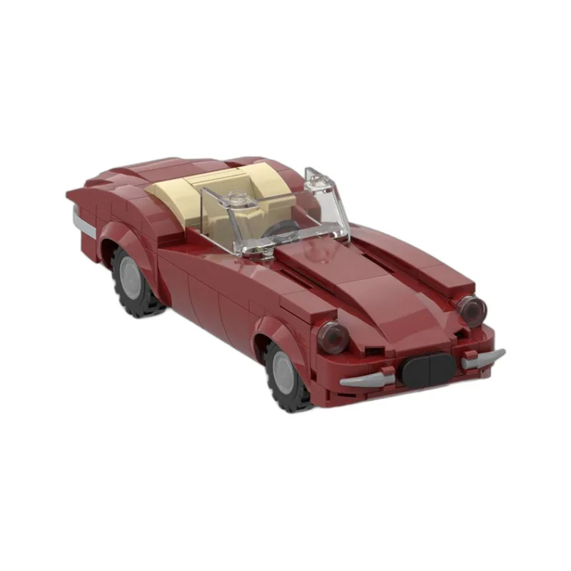 Bloco de construção super carro Jaguar E-Type Tijolos, modelo conversível retro, brinquedos de veículos, coleção clássica, presente para meninos