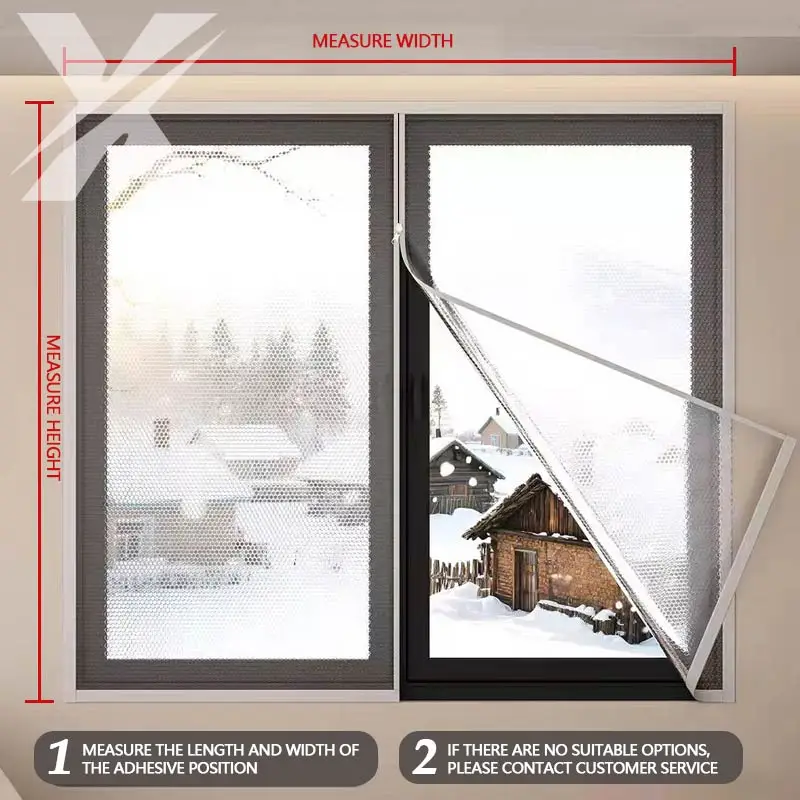 Winter windproof and warm curtains, sealed windows for cold protection, double-layer thickening customizable, easy to install