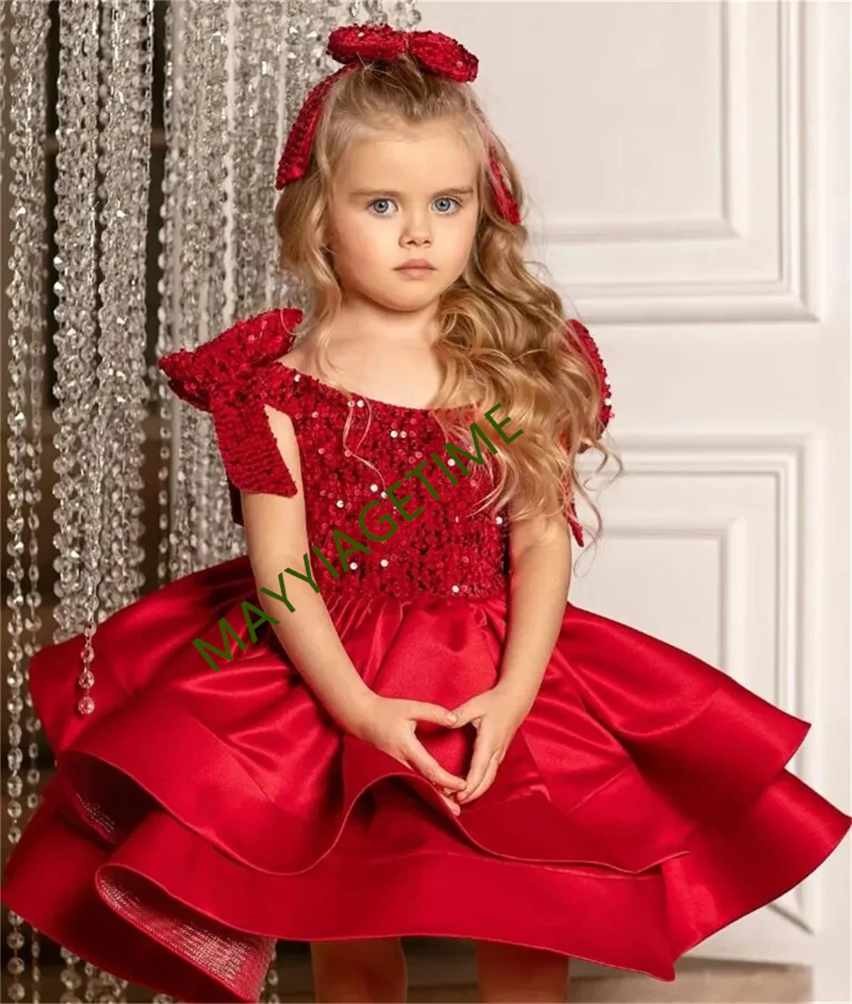 

Red Puff Baptism First Birthday Dress For Baby Girl Vevelt Sequins Costumes Girls Princess Dresses Party Dress Ball Gown