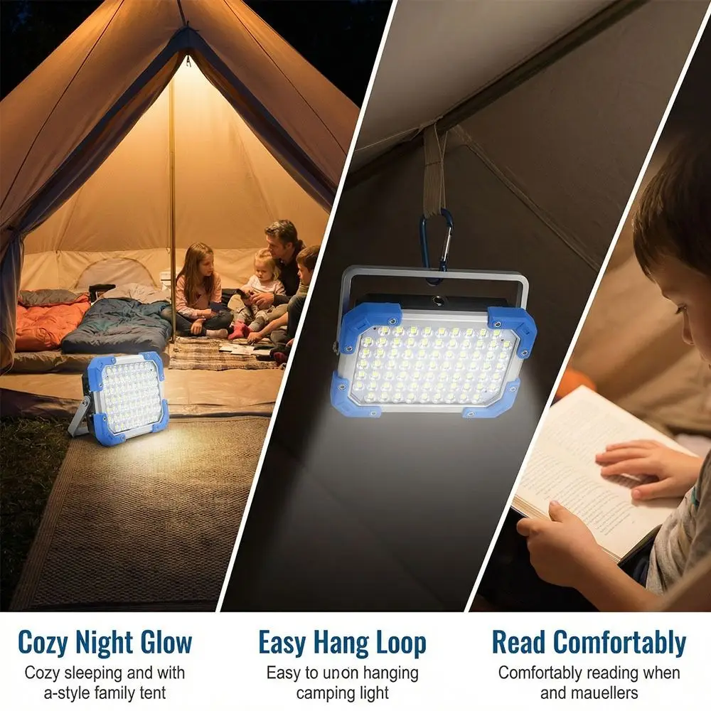 USB-Rechargeable Portable Camping Light Waterproof Built-in 18650 Battery Emergency Lighting Digital Display High Power