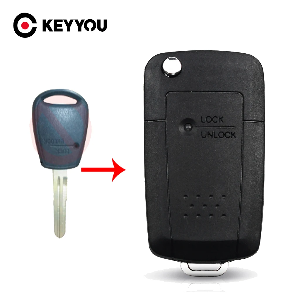 KEYYOU For Hyundai H1 Getz Accent For Kia Rio Picanto Carens Remote Key Shell Case Cover 1 Side Button Flip Folding Car Key Left