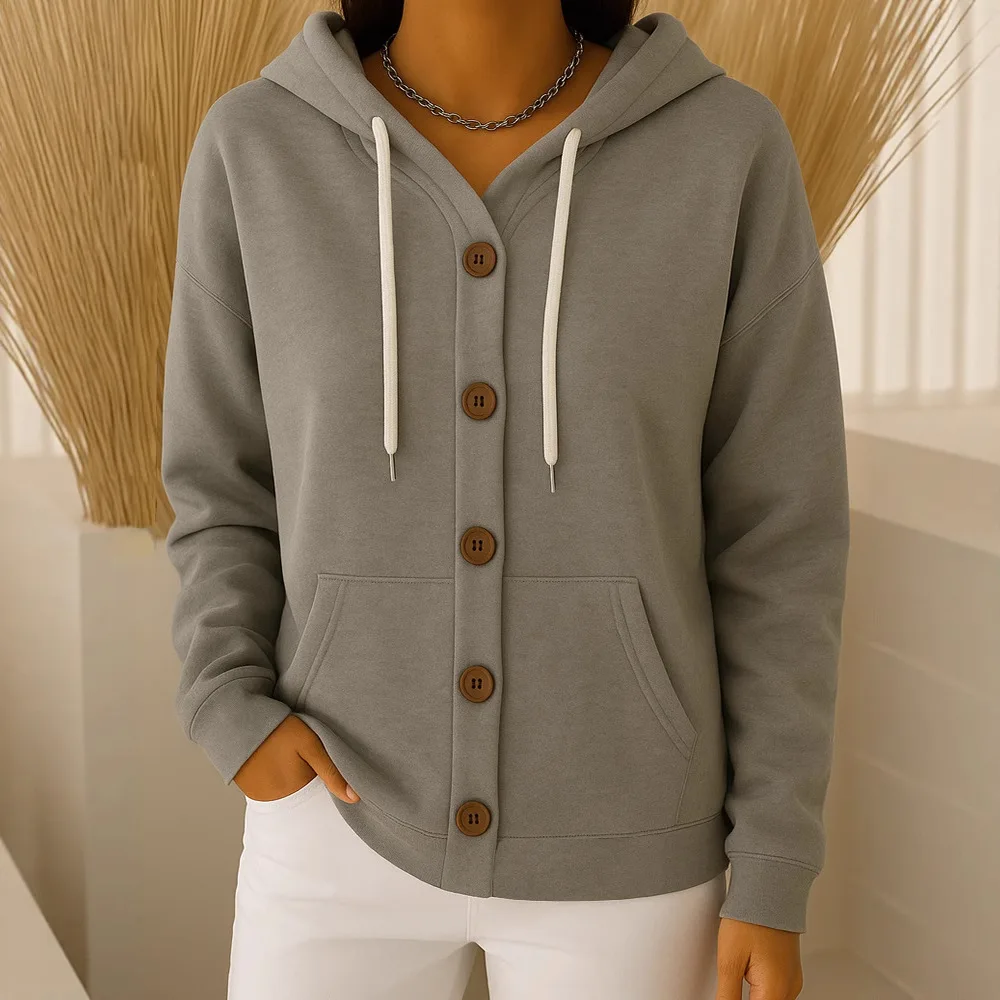 خريف شتاء جديد المرأة معطف التنوب سترة عادية بأكمام طويلة محبوك مقنعين البلوز للنساء تالستوروسوكا Жensska #4