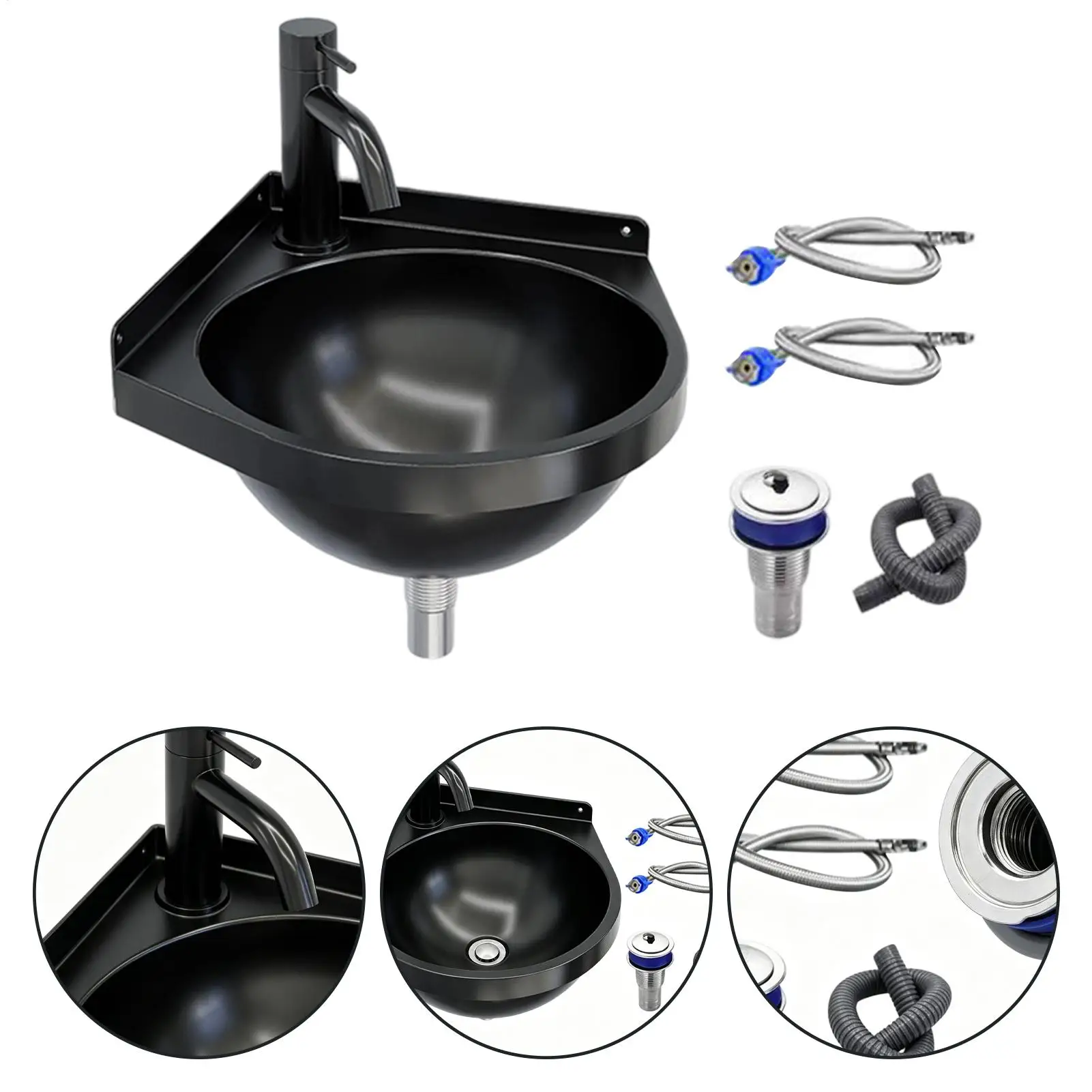 

Wall Mount Sink Stainless Steel Corner Washbasin With Faucet Small Corner Basin Sink For Entryway Laundry Garden Patio Bathroom