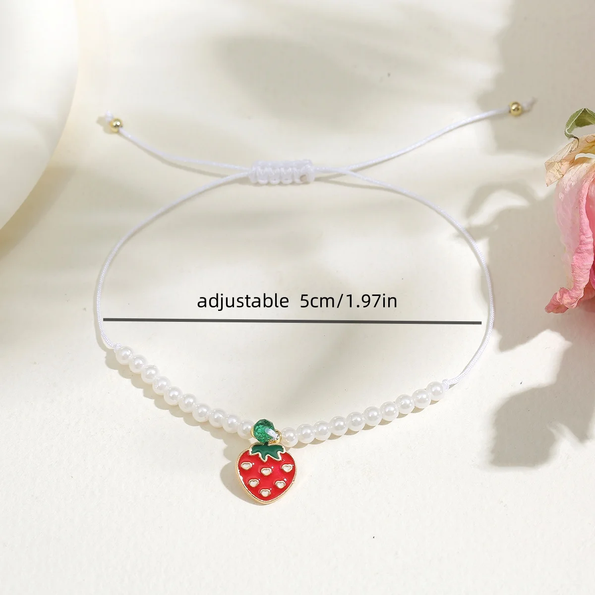 12 قطعة/المجموعة الأحمر الكرز الفراولة سحر سوار مجموعة تقليد اللؤلؤ مطرز قابل للتعديل حبل أساور للنساء مجوهرات هدايا