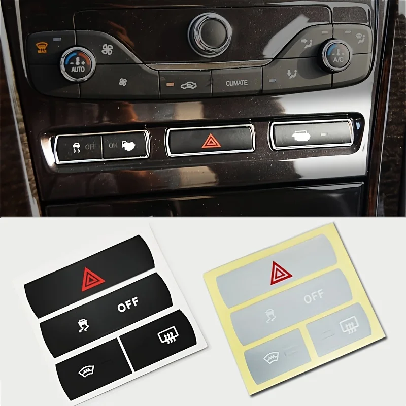 1 Satz Gefahrenknopf-Abtauthalter ESP-Knopf Parksensorknopf-Reparaturaufkleber für den Innenraum des Ford S-Max