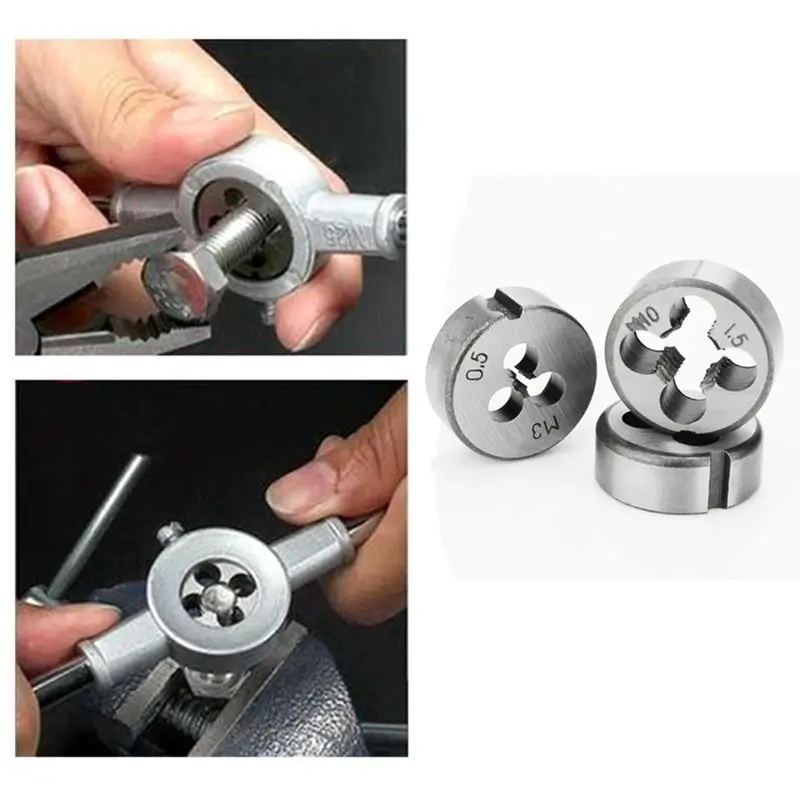 ABLU-8Pcs Metric Die Set M3//M5/M6/M8/M10/ Tool Set Combination For Thread Repair Tapping