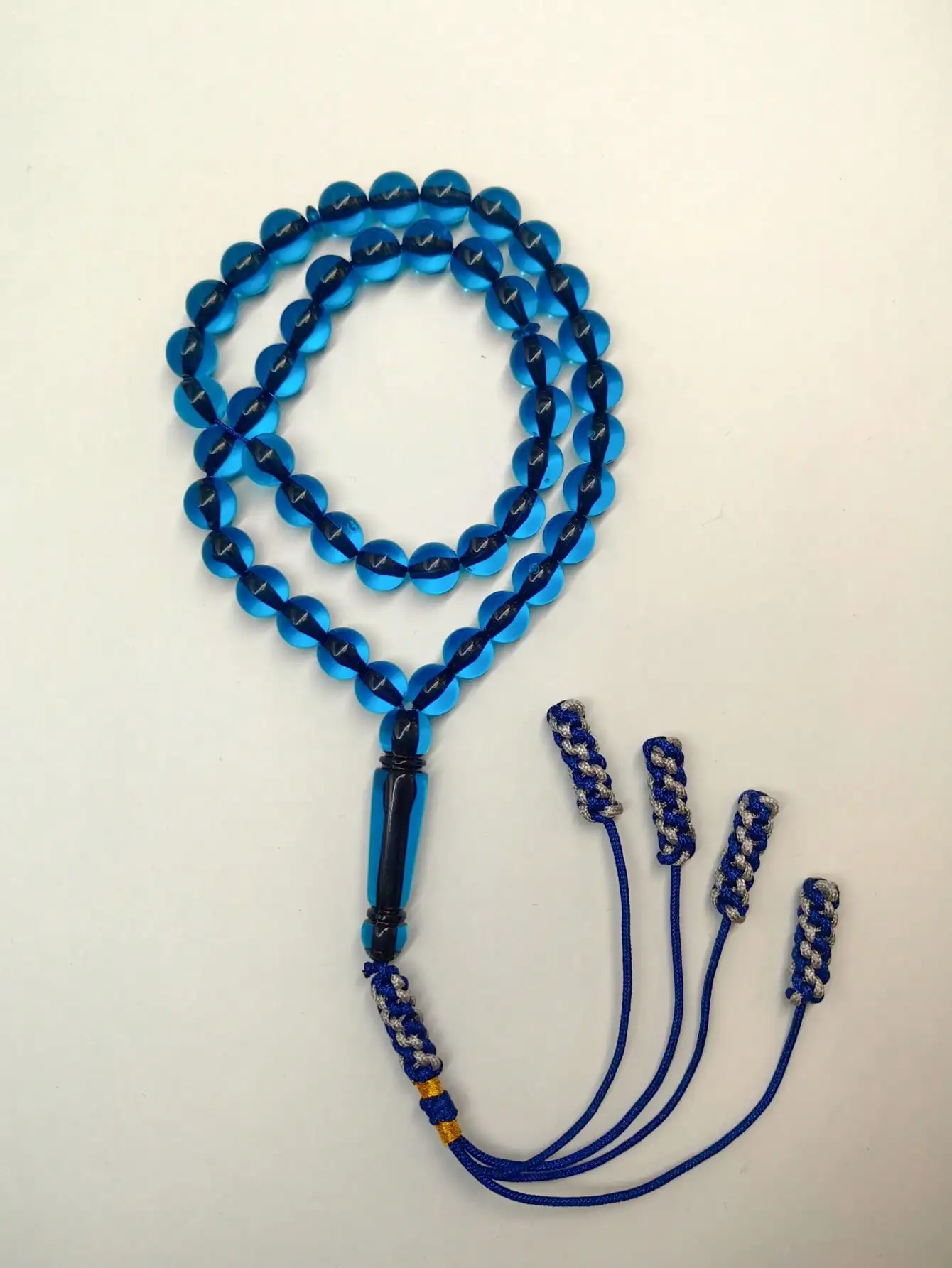 3-Color Yellow/Black/Blue Resin Tasbih Prayer Beads 45pcs Muslim Islamic Rosary with Tassel Ramadan Eid Gift