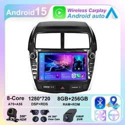 Android 15 GPS Navigation Auto Radio Head Unit For Mitsubishi ASX 2010-2016 Android Auto Carplay No 2din DVD Multimedia Player