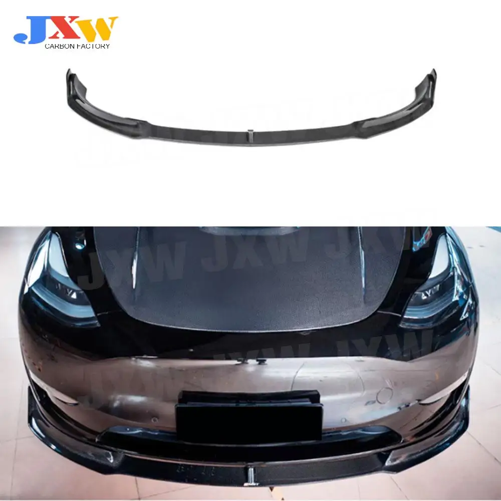 Carbon Fiber Car Front Bumper Lip Protect Guard For Tesla Model Y FRP Front  Lip Spoiler Splitter Chin Lip Body Kit