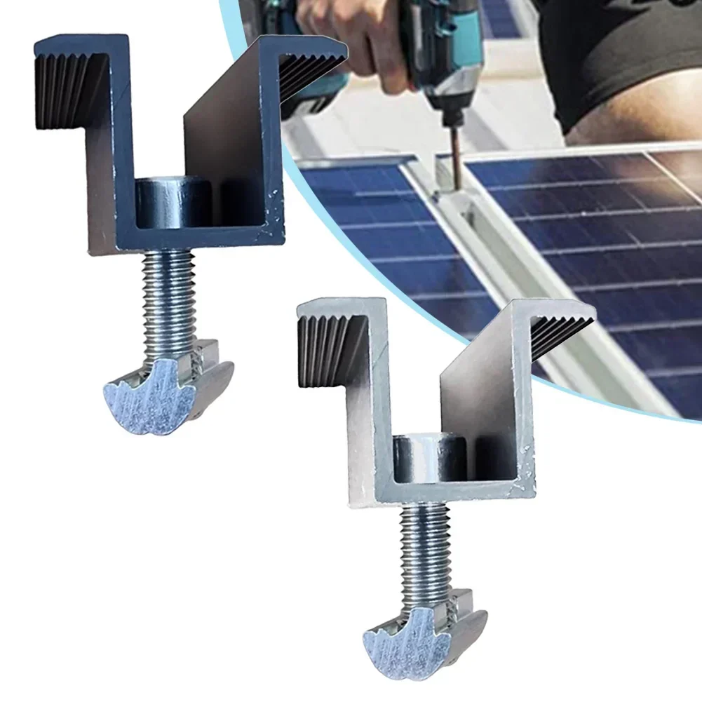 4 stücke Solar Panel Medium Clamp Für 30mm 35mm Module Photovoltaik Schwarz Silber Modul Schellen Set Solar Panel halterung