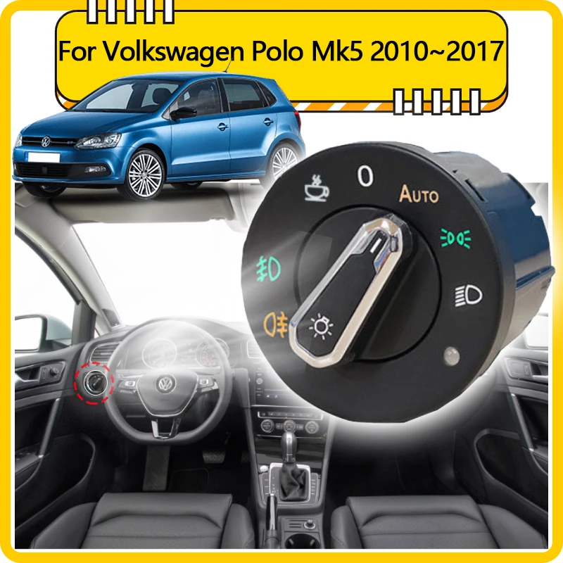 For Volkswagen VW Polo Mk5 6R 6C 61 Vento Vivo 2010~2017 Headlight Automatic Switch Auto Light Upgrade Car Accessories Tuning