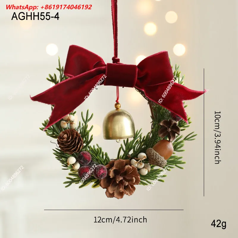 Small wreath christmas door decoration christmas tree decoration pendant bell car pendant