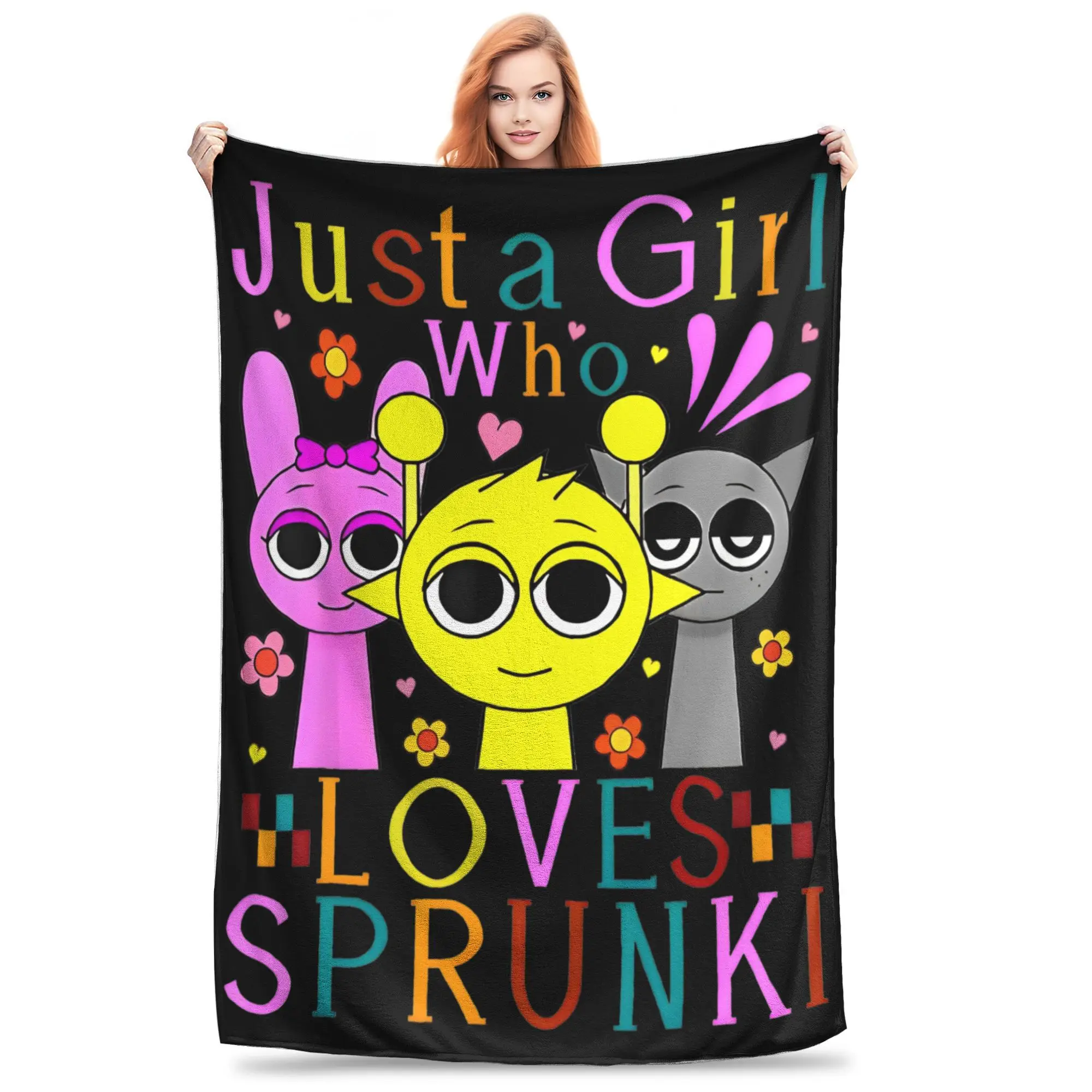 Funny Just A Girl Who Loves Sprunki Blankets Flannel Autumn/Winter  Multi Lightweight Throw Blankets Home Travel Bedding Throws