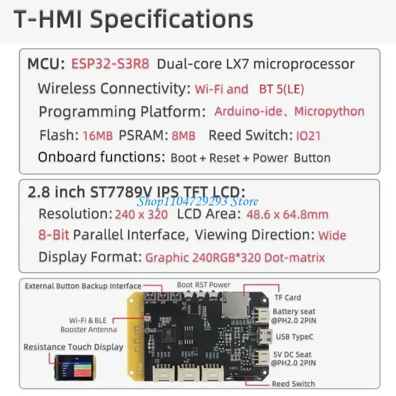 Y2GD ESP32 2.8inch ST7789 LCD Display Touchable Screen Development Board Módulo