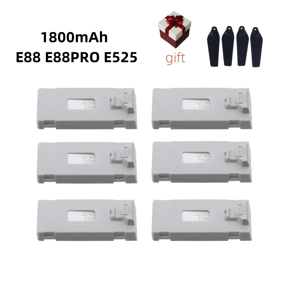 3.7V 1800Mah RC Drone Battery Grey Accessory For E88 E88PRO E525 PRO E99 E99PRO P1 P5PRO K3 S1 P8 Battery 1/2/3/5/10Pcs