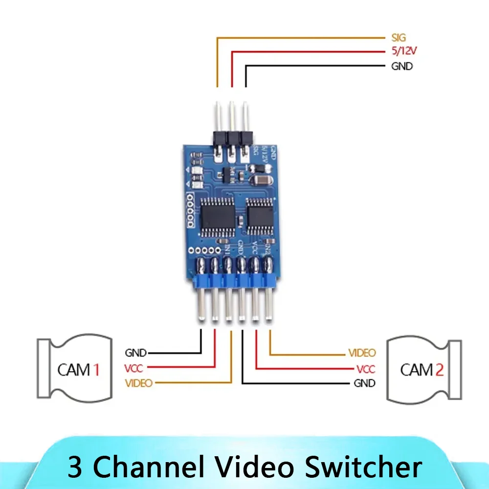 

NEW 5.8G 3 Channel Video Switcher Module 3 Way Video Switch Unit for RC FPV Racing Camera